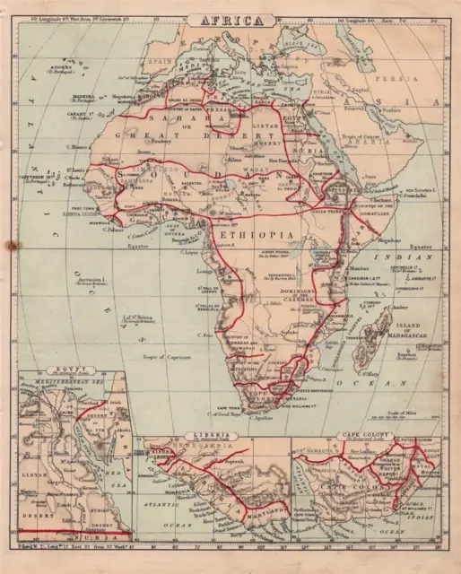 1875 Antique Cornell Atlas Map Of Africa-Hand Colored
