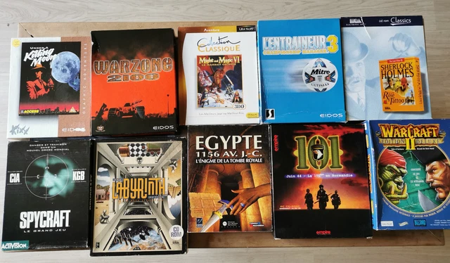 Lot de 10 jeux vidéo PC CD-Rom en boîtes
