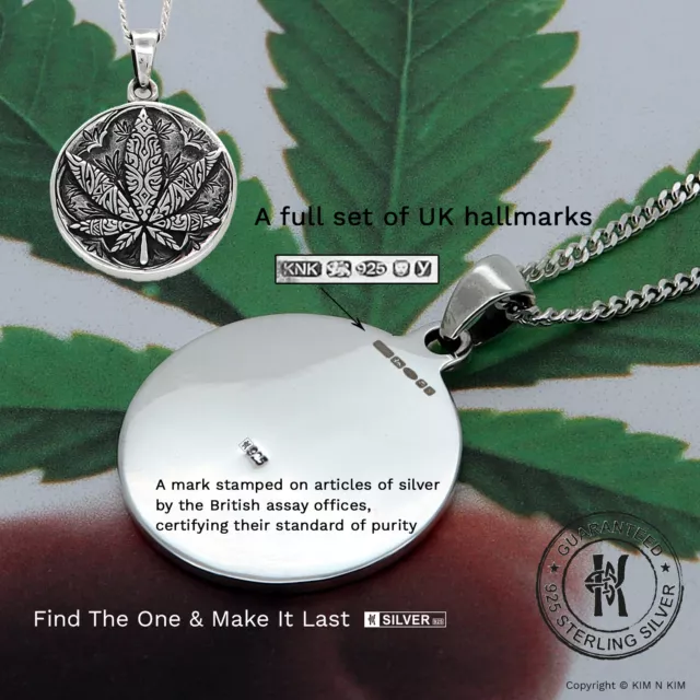 Cannabis Herbe Pendentif Collier ✔️ Marijuana ✔️ Gravure Gratuite ✔️ 925Silver 2