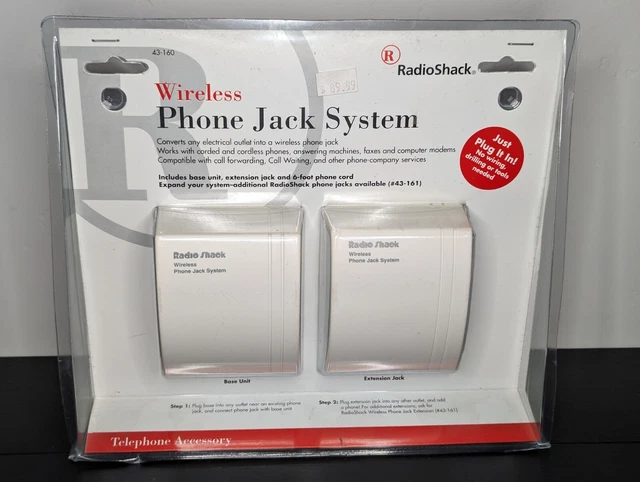 Radio Shack Wireless Phone Jack System Base Unit 43-160 & Extension Jack 43-161