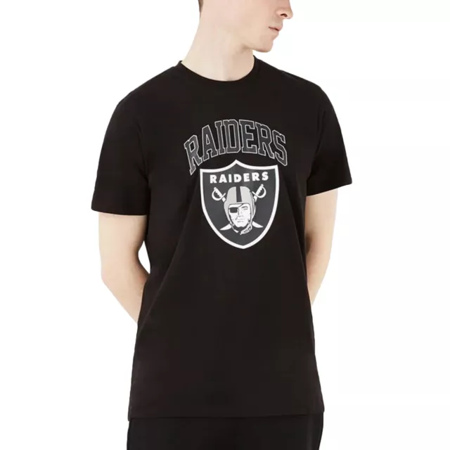 New Era Mens Las Vegas Raiders NFL Team Logo Crew Neck T-Shirt Tee Top - Black