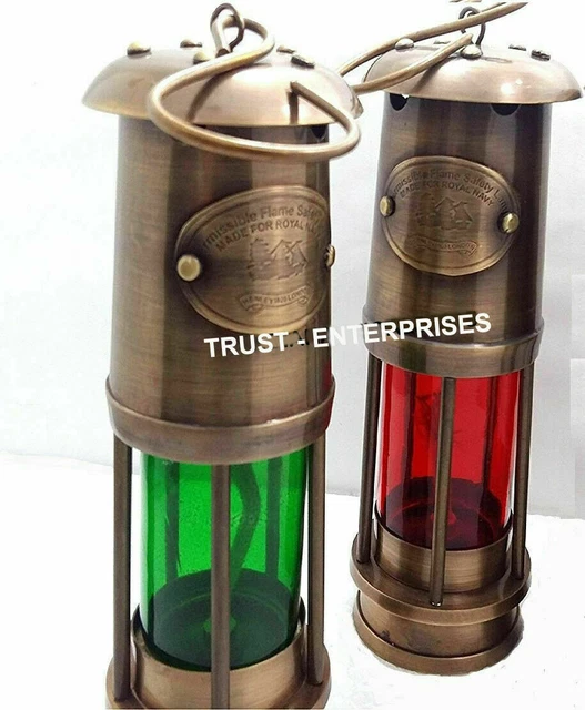 Antike 6" Lampen-Set von 2 Bergmann Öllampen Nautische Maritime Schiffslaterne