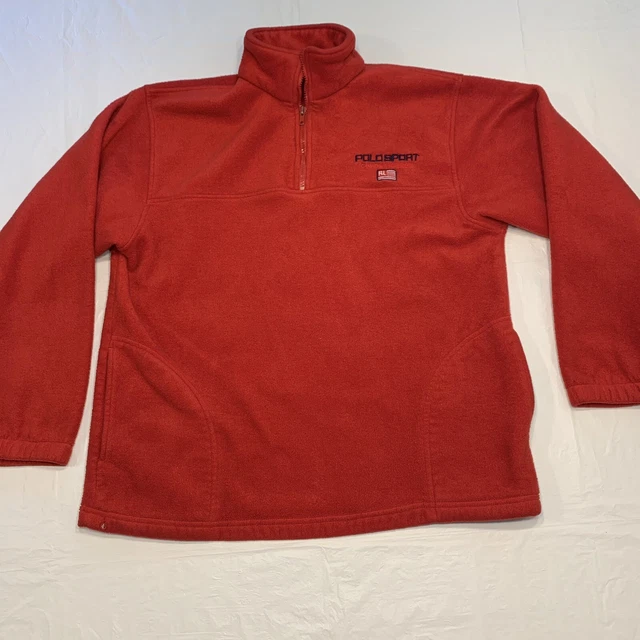 Vintage Polo Sport Ralph Lauren Red 1/4 Zip Fleece Men’s Large Made in USA