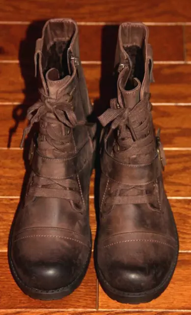 TARA M TEAGAN Rustic Moto Casual Boots Brown Women s Size US 7.5 38 70.00 PicClick
