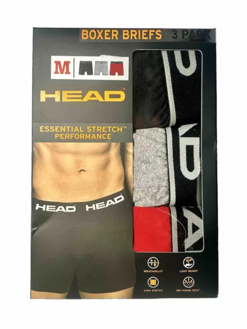 New Head Men 3 Pack Essential Stretch Performance Boxer Briefs Sizes S-XL