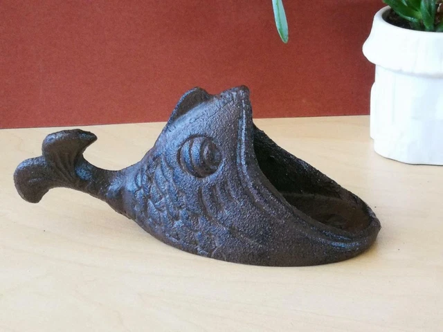 Vintage Cast Iron Big Mouth Fish Candle Holder Stand Candle Stick Home Decor