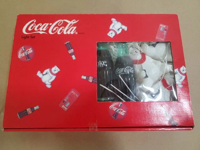 Coca Cola  Christmas Light Set Bottles & Polar Bears Vintage 1995 New In Box