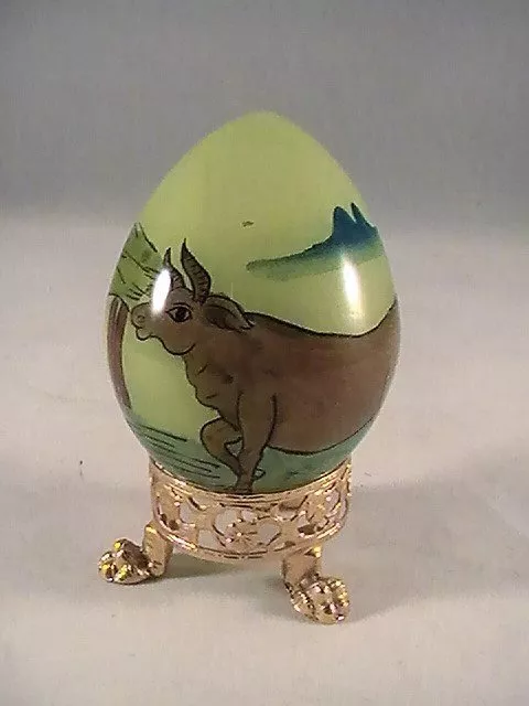 Decorative Chinese Reverse Handpainted Glass Egg-Steer Design 2