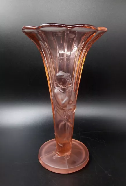 Vintage 'Oriental Lady' Art Deco Trumpet Vase Poss Czechoslovakian