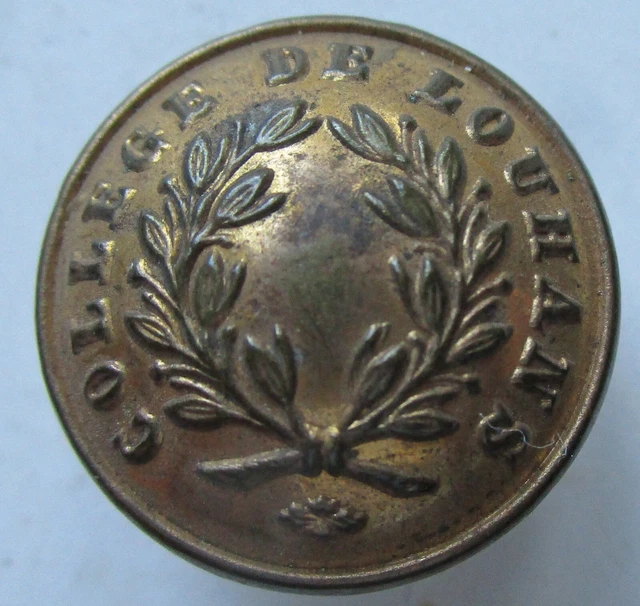 Bouton bombé en métal doré du 19é pour le Collège de Louhans 21 mm