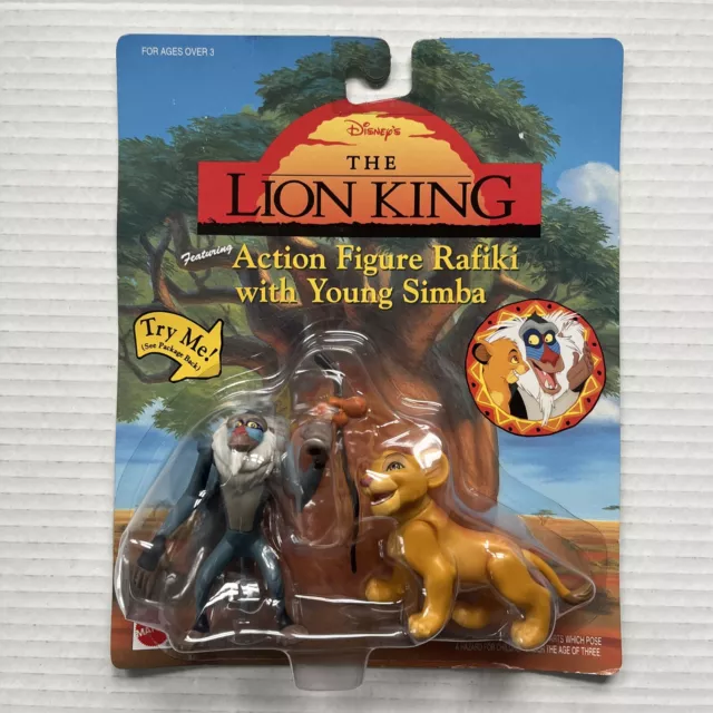 VTG Disney’s The Lion King Action Figure Rafiki W/ Young Simba Mattel 90s New