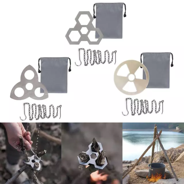 Outdoor Camping Tripod Portable Cooking Campfire Pot Holder Hook Picnic BBQ