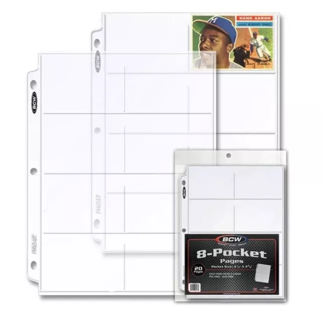 5-Pk BCW Pro 8-Pocket Coupon Holders Page 100x Clear Polypropylene Binders Album