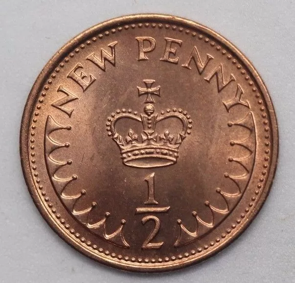 1974 Uncirculated Decimal Half Penny Piece 1/2P Coin.