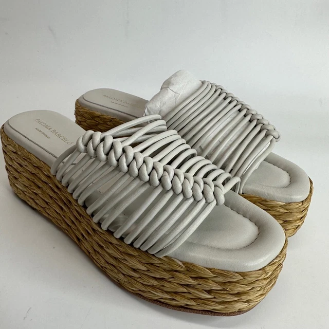 Paloma Barcelo Womens Lola Platform Sandals White Open Toe Espadrille 6.5 New