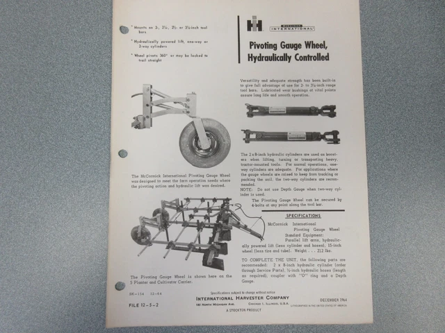 International Pivoting Gauge Wheel 2 Page Sales Sheet