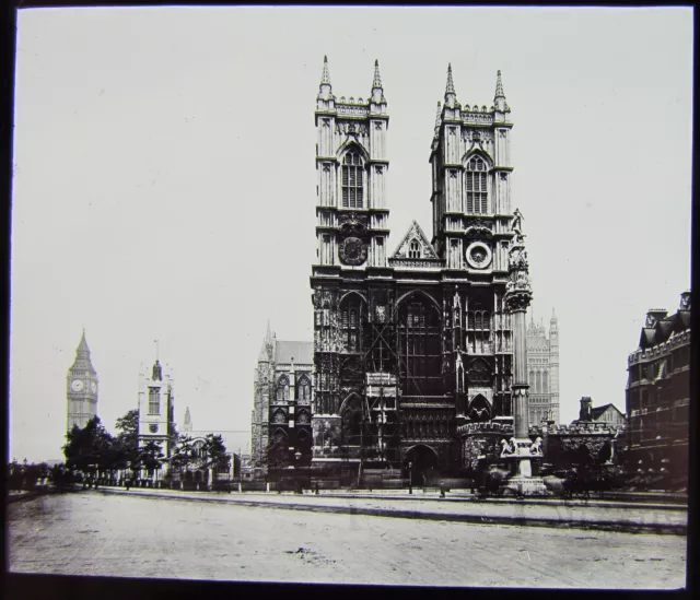 Glass Magic Lantern Slide WESTMINSTER ABBEY C1890 PHOTO LONDON ... ENGLAND