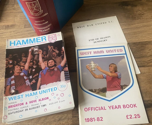 WEST HAM UNITED 1981/82 HOME Programmes x28 complete season + handbook