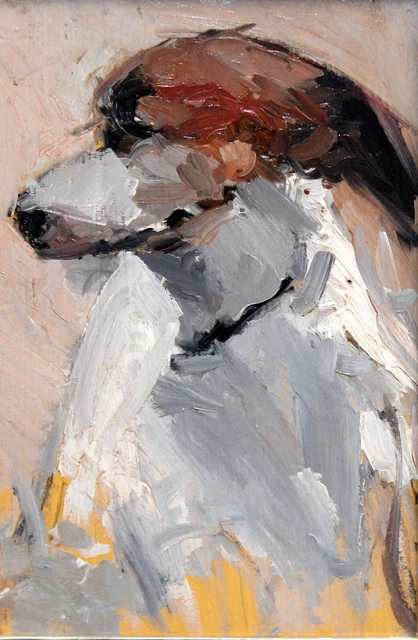 Anonimo De Aproximadamente 1940. Oleo Sobre Tabla. Retrato De Un Perro