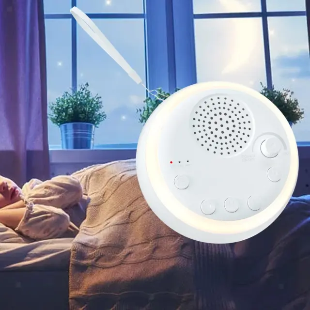 Portable White Noise Sound Machine Sleep Aid Easy to Use with Night Light Noise