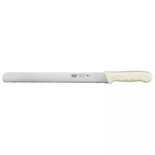 Winco KWP-121 Stäl 12" Straight Bread Knife with White Handle