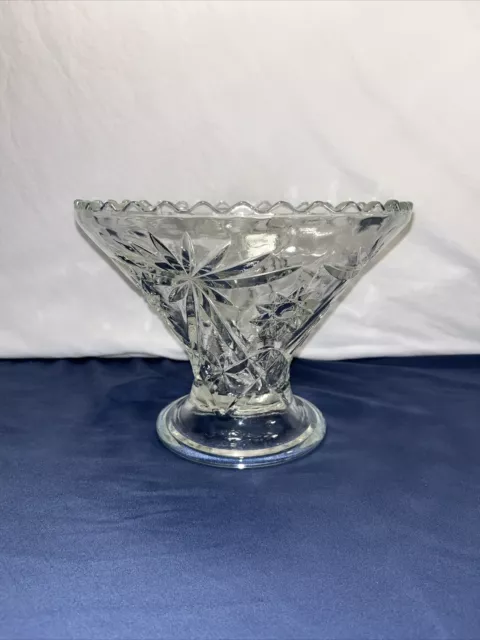 Vintage Anchor Hocking EAPC Punch Bowl Stand STAR OF DAVID Clear Glass 6¾" Tall