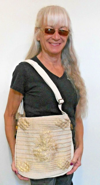 CROSSBODY PURSE IVORY Cotton CATORI Sun n Sand IVORY with GOLD