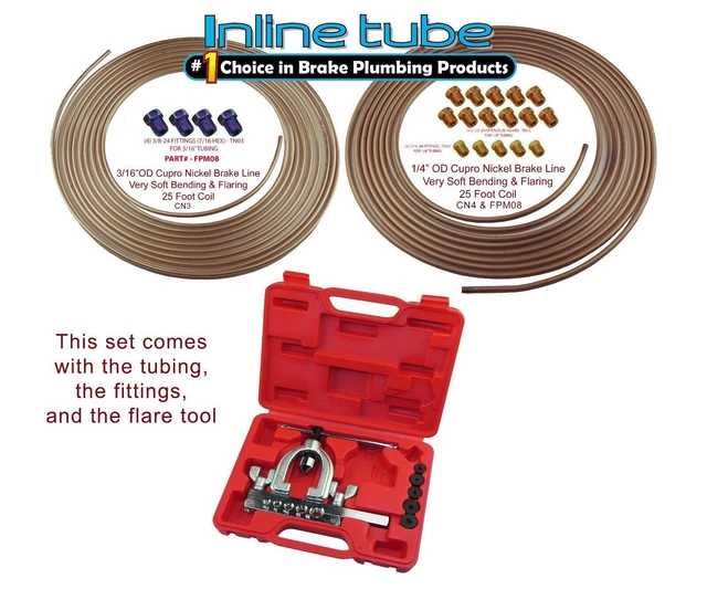 1999-2008 Chevy Gmc Truck  Copper Nickel Brake Line Repair Kit Sae W/ Flare Tool