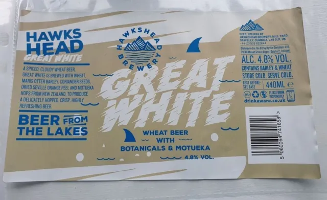 Craft Can Beer Wrap - GREAT WHITE - HAWKSHEAD BREWERY - UK