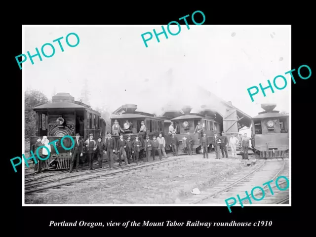 OLD LARGE HISTORIC PHOTO OF PORTLAND OREGON MT TABOR RAILROAD ROUNDHOUSE c1910