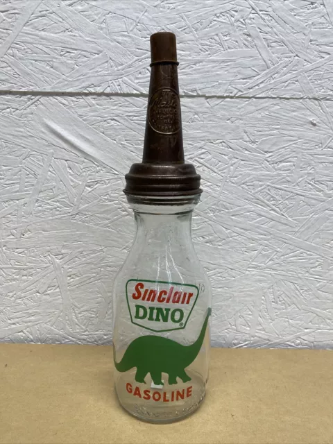 Sinclair Dino Motor Oil Bottle Spout Cap Glass Vintage Style Gas Station