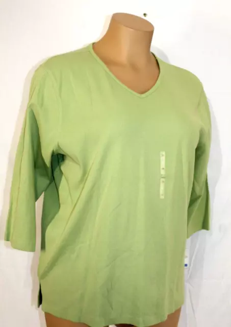 NEW Liz Claiborne Women's Green Ribbed Knit Stretch Top Tunic Plus Size-3X