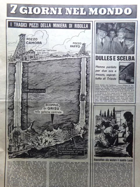 La Domenica del Corriere 16 Maggio 1954 Miniera Ribolla Tesio Sacchetti Angina 2