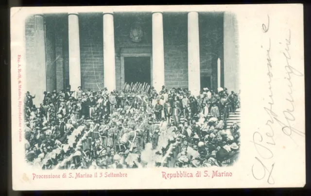 REPUBBLICA di S.MARINO 1901-CARTOLINA BELLA e MOLTO ANIMATA-Spedita