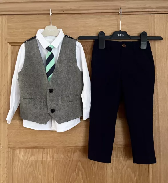 Next Boys Suit Outfit- Waistcoat Shirt Tie Trousers Occasion Wear - 18-24 Months