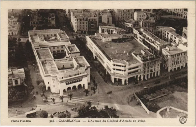 CPA AK CASABLANCA Avenue du Général d'Amade en avion MAROC (23051)