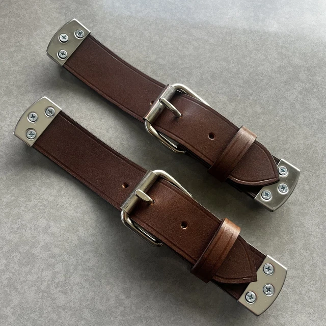 Pair Of Dark Brown Leather Hood Straps Porsche Speedster Spyder Mini Fiat