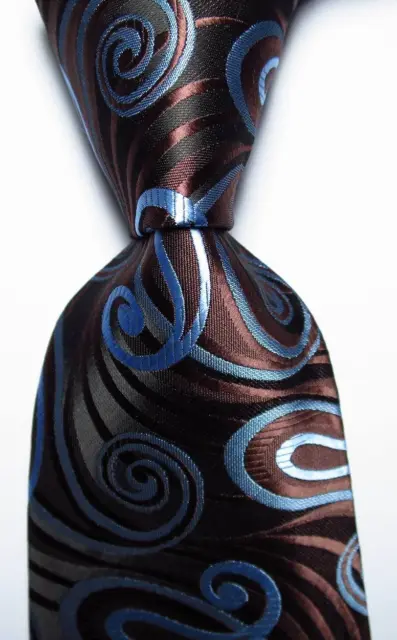 New Classic Paisley Brown Black Blue JACQUARD WOVEN Silk Men's Tie Necktie