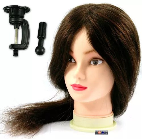 Long Hair Hairdressing Training Head Model with Clamp Stand Practice Mannequin