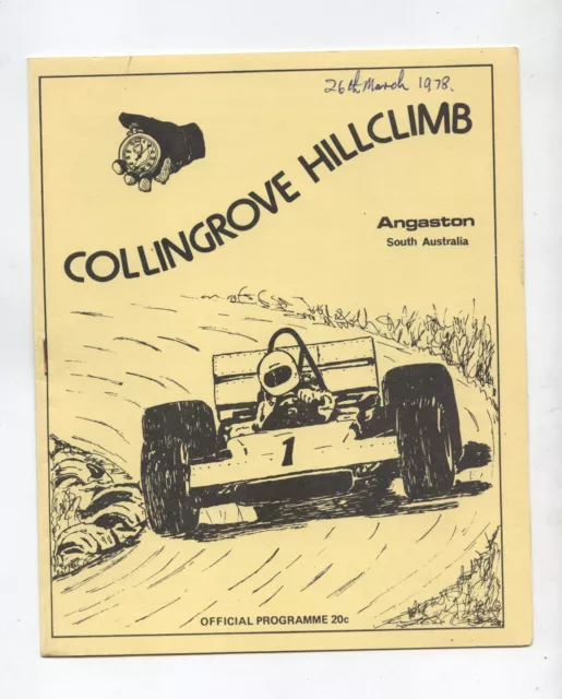 1978 Collingrove Hill Climb Programme Production Touring Racing Sports Vintage