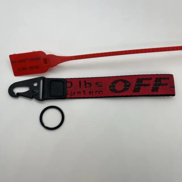 Custom Off White Industrial Key Chain/lanyard With Zip Tie Red And Black New