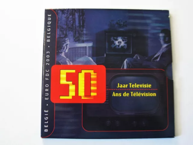 Belgien  Euro Kursmünzensatz  2003  "50 Jahre Fernsehen"  im Folder !!