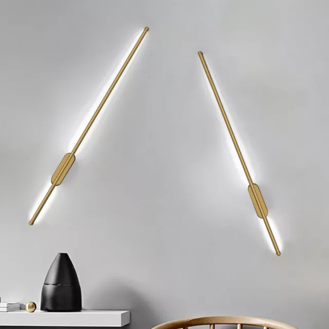 Gold LED Bedside Sofa Wall Light Long Strip Lights Up Down Sconce