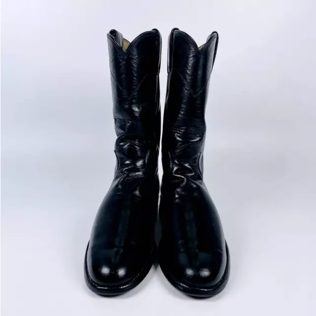 VINTAGE WOMEN'S JUSTIN Roper Boots Mid Calf Black Leather Western Size ...