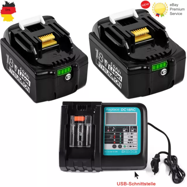 18V 5.0AH Akku für Makita BL1840 BL1850 BL1860 BL1840 /Ladegerät mit Led Anzeige