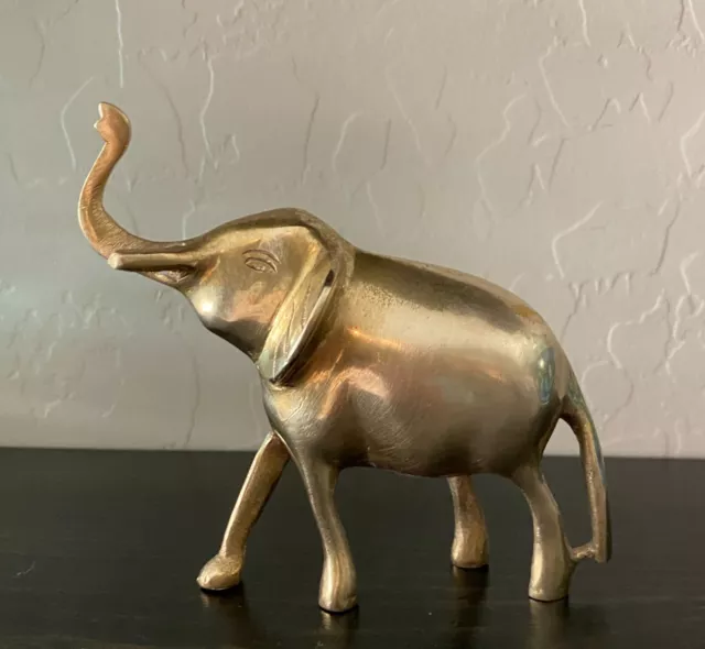 Vintage 5” x 4" Brass Elephant Figurine Sculpture
