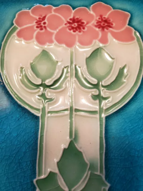 Porteous 6"x6" Majolica Art Tile, Art Noveau, Arts & Crafts - V17A