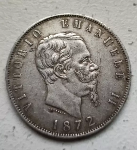 Italie 5 Lires en Argent 1872 Vittorio Emanuele II