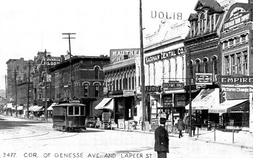 Street View Genesse & Lapeer Trolley Car Saginaw Michigan MI Reprint Postcard