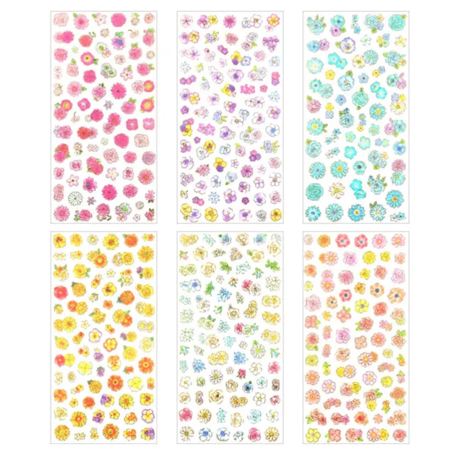 6Pcs South Korea Stationery Stickers Lovely Flower DIY Album Hand Account Diary